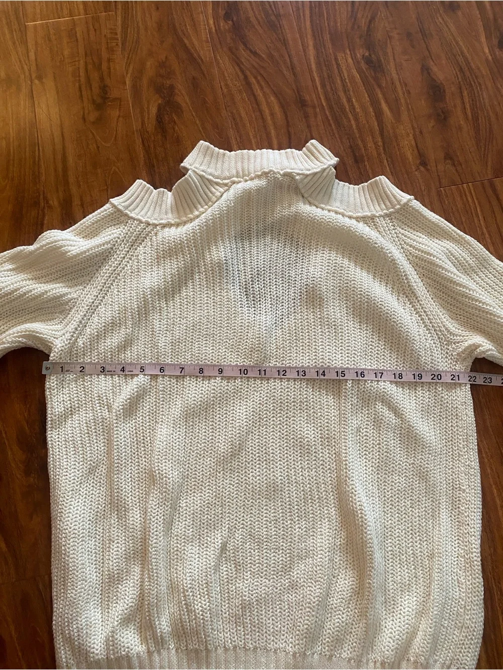 Free People Womens Cream Chunky Knit Ribbed Cutout Turtleneck Sweater Size Large
